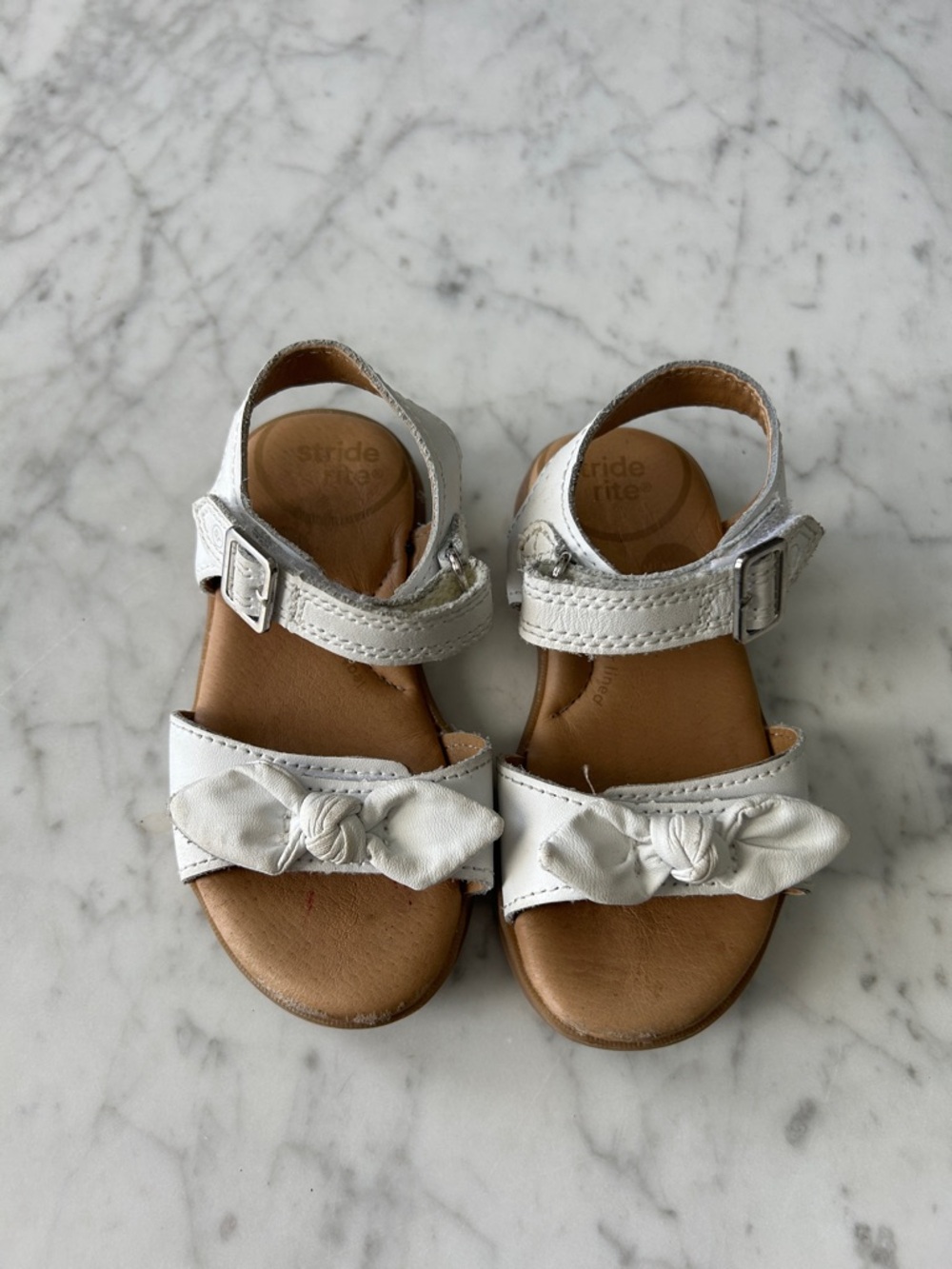 Stride Rite White Knot-Front Toddler Sandals
